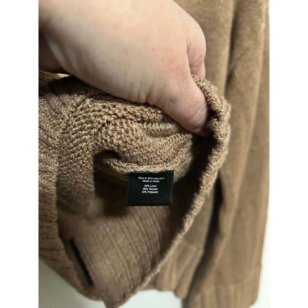 Jenni Kayne Linen Dylan‎ Sweater Blend V Neck Sweater Brown xs